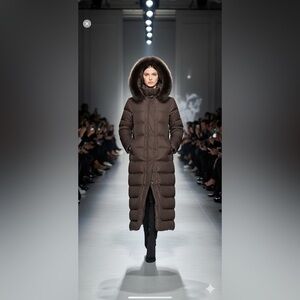 VINTAGE MONCLER brown long down coat sz 3 AUTHENTIC
